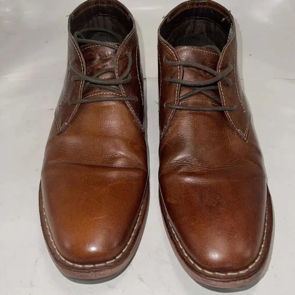 Steve Madden Chukka Boots Mens Size 8 Brown Leather Lace Up Casual P-IVON 982